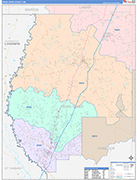 Pearl River County Wall Map Color Cast Style